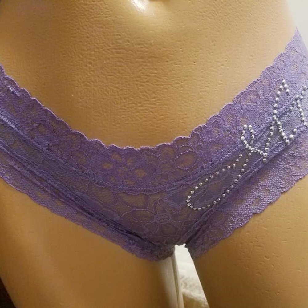 Ladies Sexy Bridal Panties-Sz XS-Purple Lace